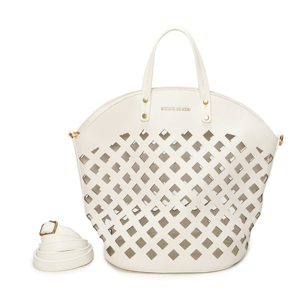 Borsa shopper in ecopelle traforata laserata Enrico Coveri EC6278