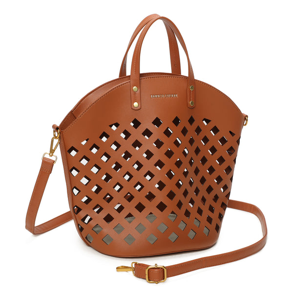 Borsa shopper in ecopelle traforata laserata Enrico Coveri EC6278