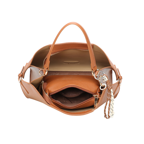 Borsetta bauletto in ecopelle con sacca interna rimovibile e portachiavi VA7075