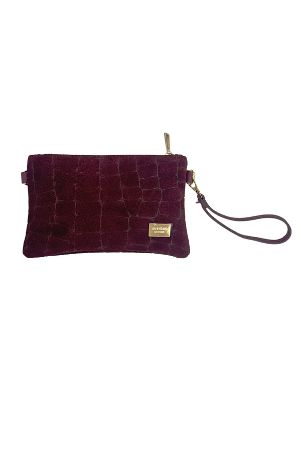 Pochette con laccio e tracolla Valentino Creations in vera pelle suede a scaglie V850C