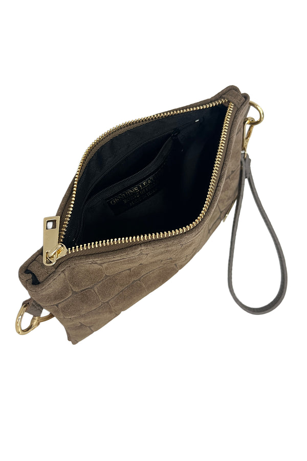 Pochette con laccio e tracolla Valentino Creations in vera pelle suede a scaglie V850C