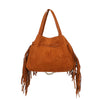 Borsa a mano e spalla in ecopelle scamosciata con frange e tracolla a catena Valentino Creations VC7088