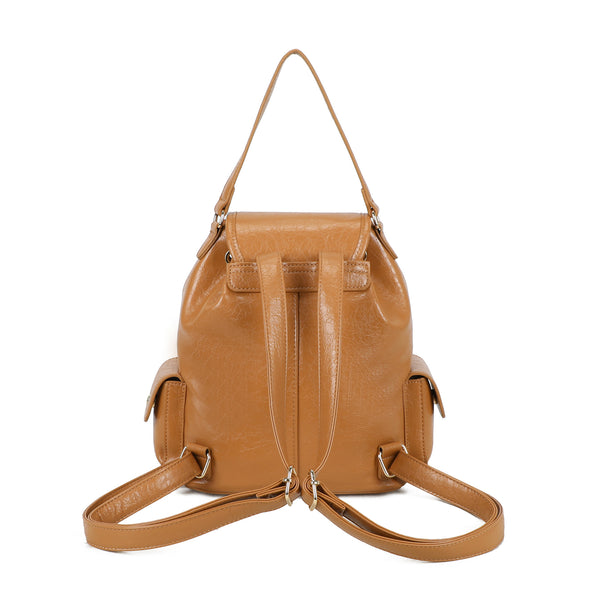 Zainetto in ecopelle con tasche e patta e chiusura a coulisse MB7062