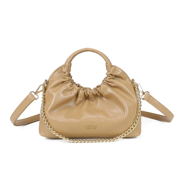 Borsetta in ecopelle lucida con manico tondo Mariella Burani MB7061