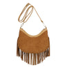 Borsa in ecopelle scamosciata a tracolla con frange Enrico Coveri ECC6329