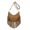 Borsa in ecopelle scamosciata a tracolla con frange Enrico Coveri ECC6329