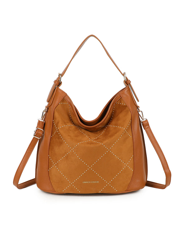 Borsa grande in ecopelle con inserto in velluto Enrico Coveri ECG627