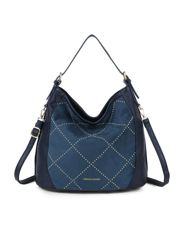 Borsa grande in ecopelle con inserto in velluto Enrico Coveri ECG627