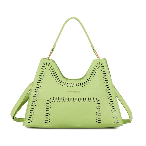 Borsa a mano con dettagli traforati Enrico coveri in ecopelle con pochette rimovibile EC6280