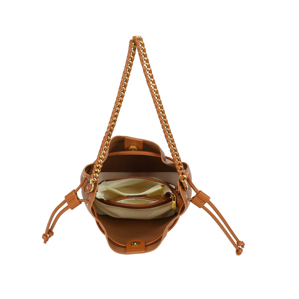 Borsa a sacco con coulisse e manico intrecciato a spalla in ecopelle Enrico Coveri EC2262