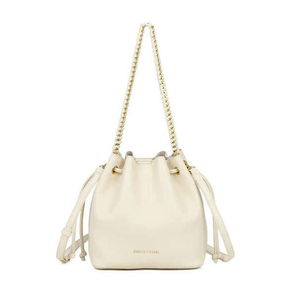 Borsa a sacco con coulisse e manico intrecciato a spalla in ecopelle Enrico Coveri EC2262