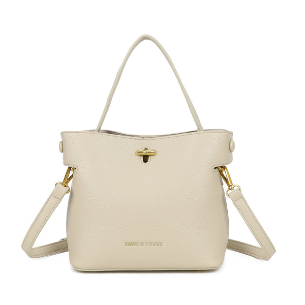 Borsa shopper in ecopelle Enrico Coveri con chiusura turn lock e pochette rimovibile EC2251