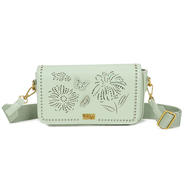 Borsa a patta traforata in ecopelle Enrico Coveri con tracolla in tessuto EC2236