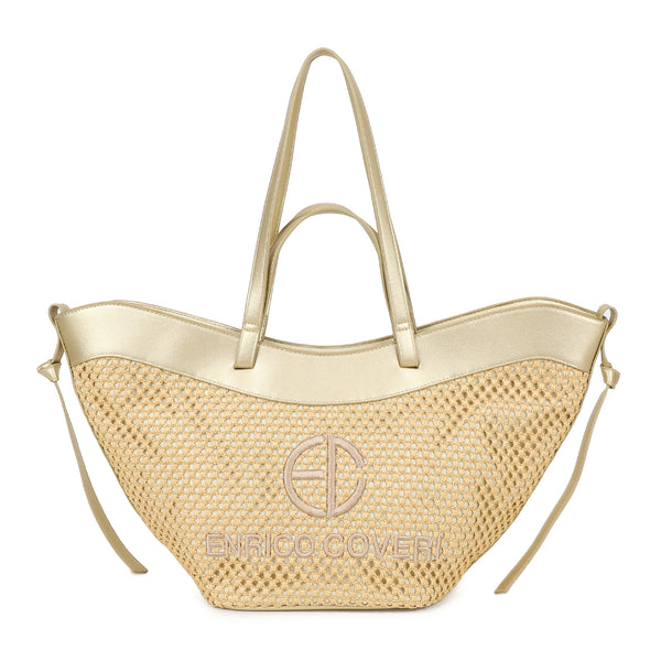 Borsa shopper mezzaluna in rafia ed ecopelle EC6276 Enrico Coveri