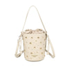 Borsa a secchiello in ecopelle con borchie e chiusura a coulisse VC523