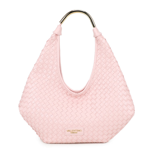 Shopper a spalla in ecopelle intrecciata e manico in metallo Valentino Creations VC2027
