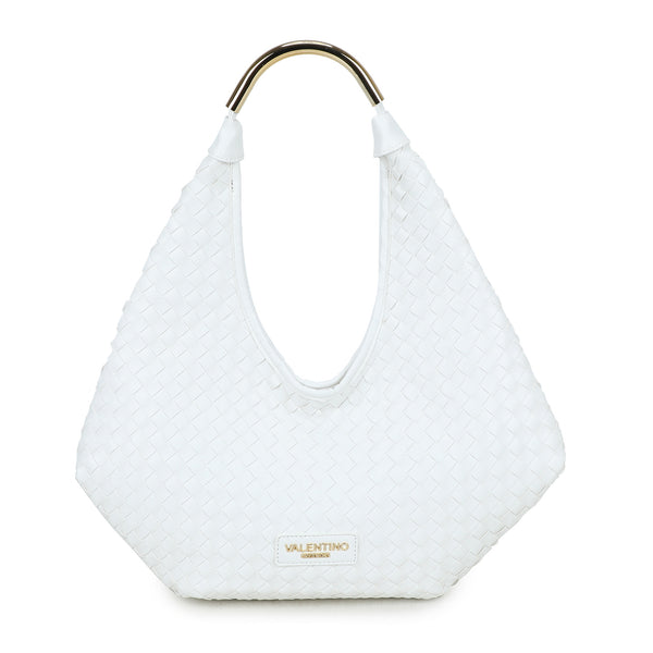 Shopper a spalla in ecopelle intrecciata e manico in metallo Valentino Creations VC2027