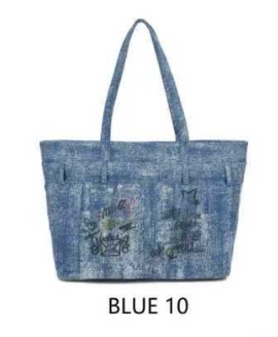 Borsa shopper in jeans Enrico Coveri EC6296 con disegno frontale