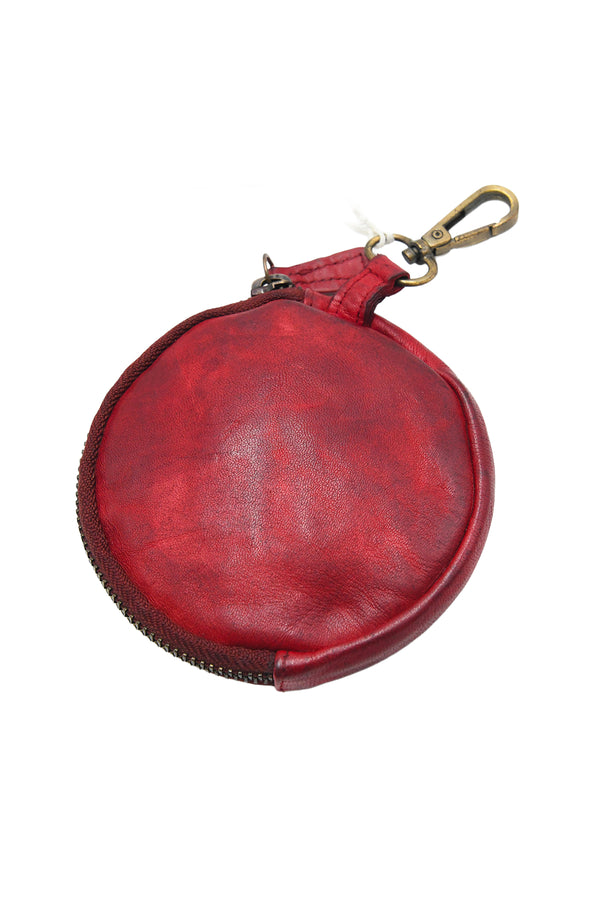 Portamonete in vera pelle intrecciata effetto invecchiato F405