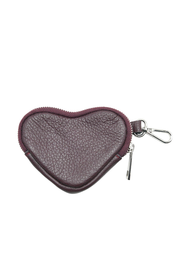 Portamonete a cuore in vera pelle con moschettone A138