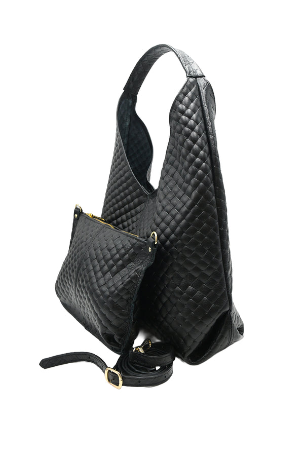 Borsa shopper trapuntata in vera pelle con pochette interna Valentino Creations V972