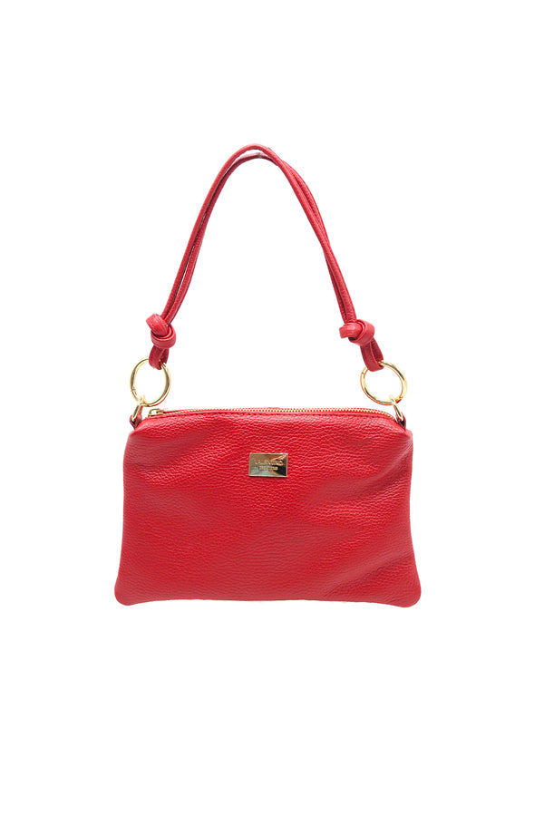 Pochette in vera pelle martellata con manico a spalla V981