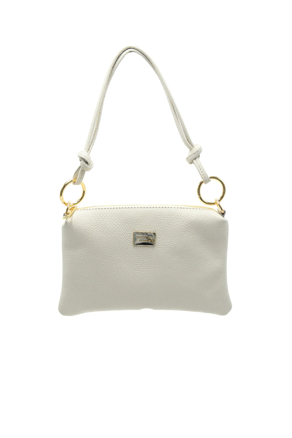 Pochette in vera pelle martellata con manico a spalla V981