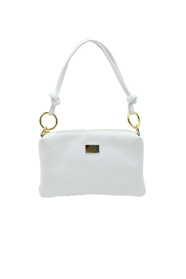 Pochette in vera pelle martellata con manico a spalla V981