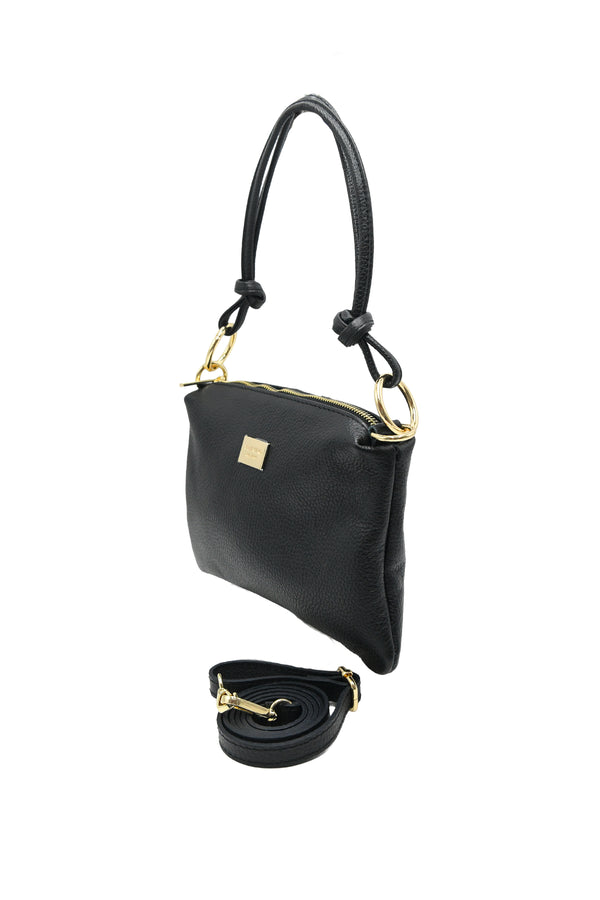 Pochette in vera pelle martellata con manico a spalla V981