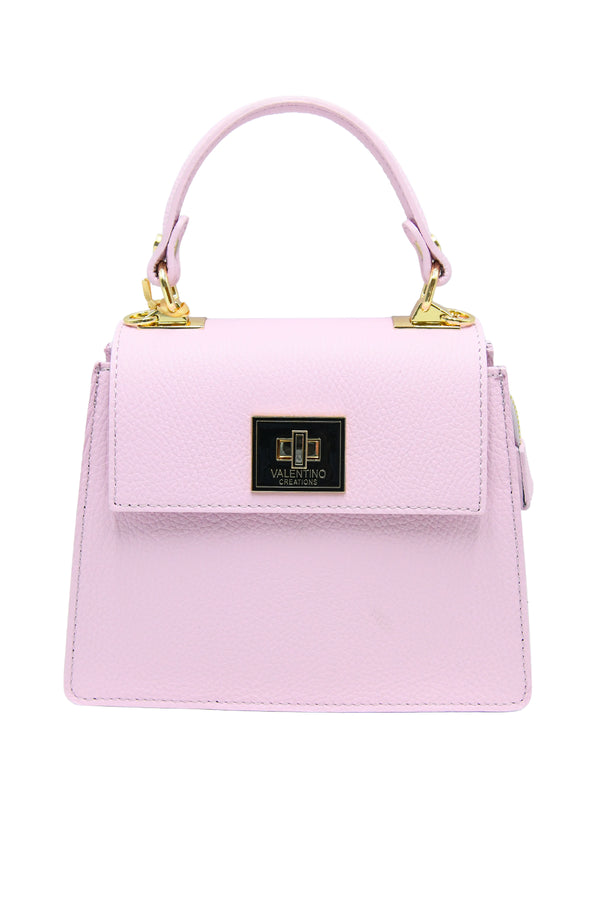 Borsa a patta in vera pelle martellata con chiusura turn lock V926D