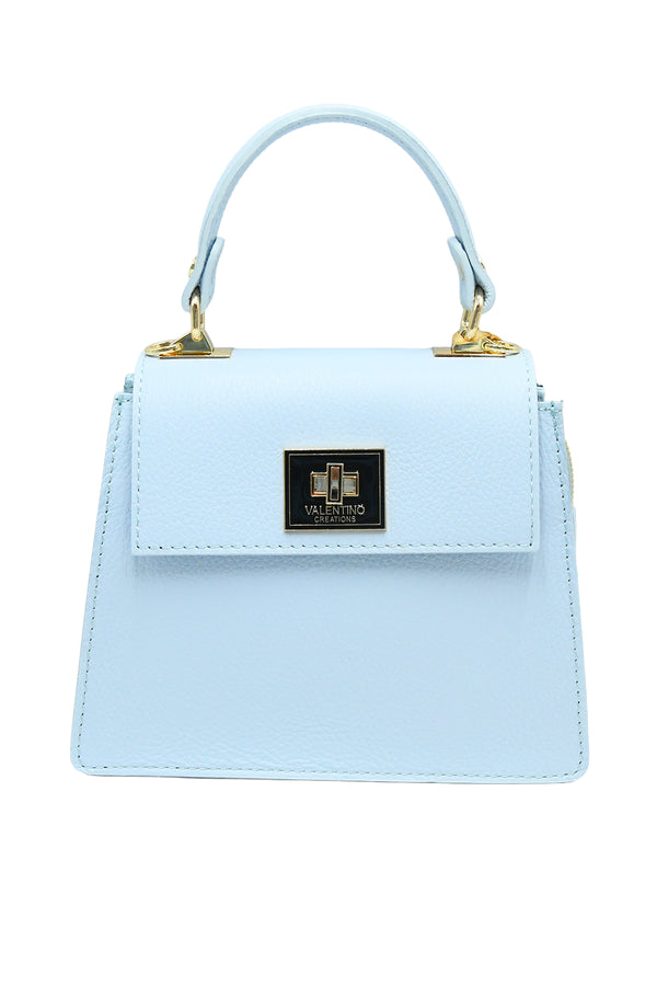 Borsa a patta in vera pelle martellata con chiusura turn lock V926D