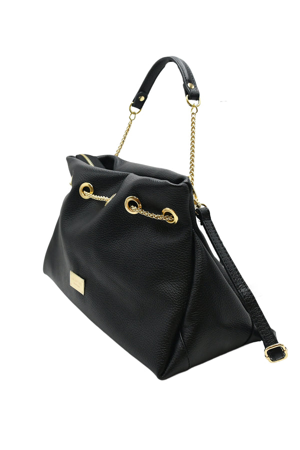 Borsa morbida a cupcake in vera pelle martellata V983