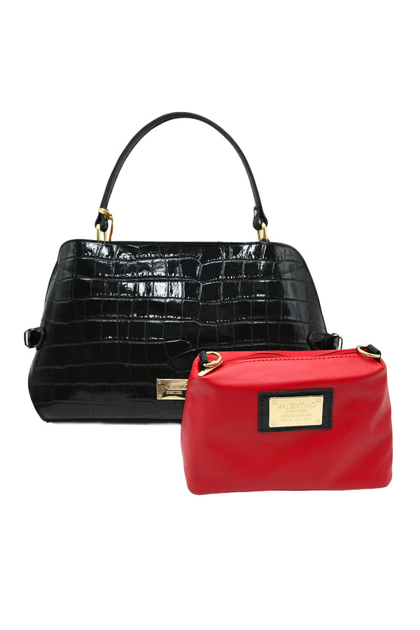 Borsa a bauletto in vera pelle stampa coccodrillo Valentino Creations V985COC
