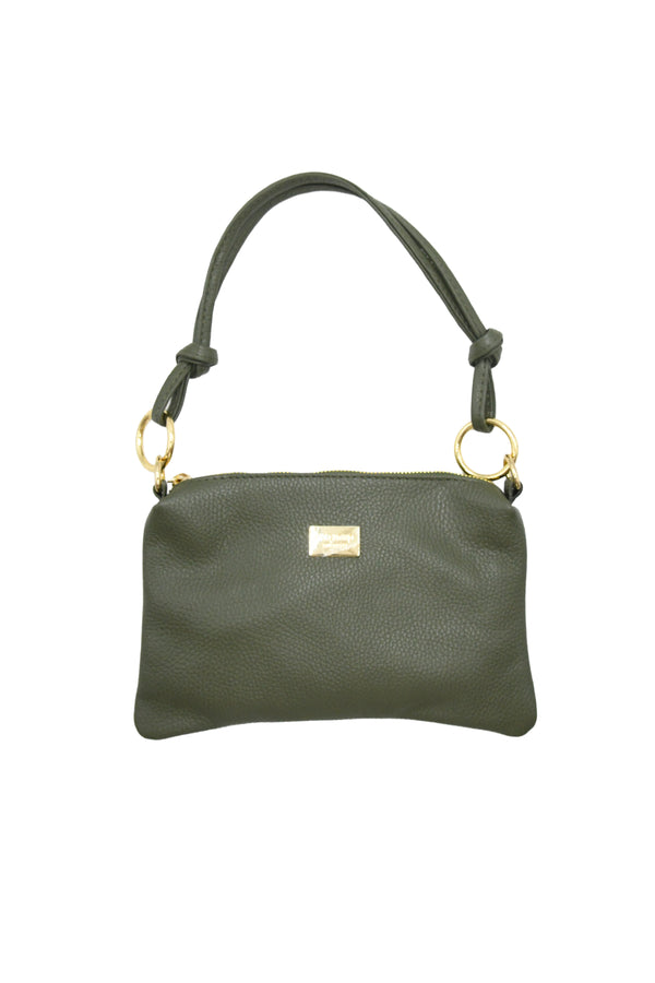 Pochette in vera pelle martellata con manico a spalla V981