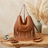 Borsa a spalla in ecopelle con frange e tracolla a catena Valentino Creations VC7087