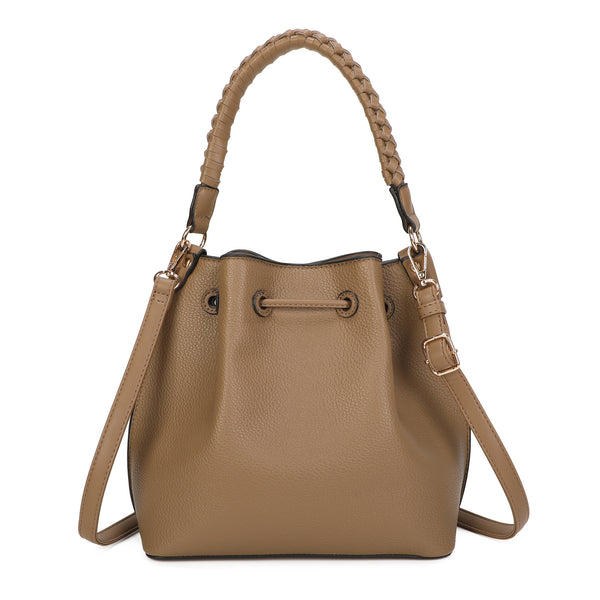 Borsa stile secchiello a coulisse con manico intrecciato Enrico Coveri EC5086