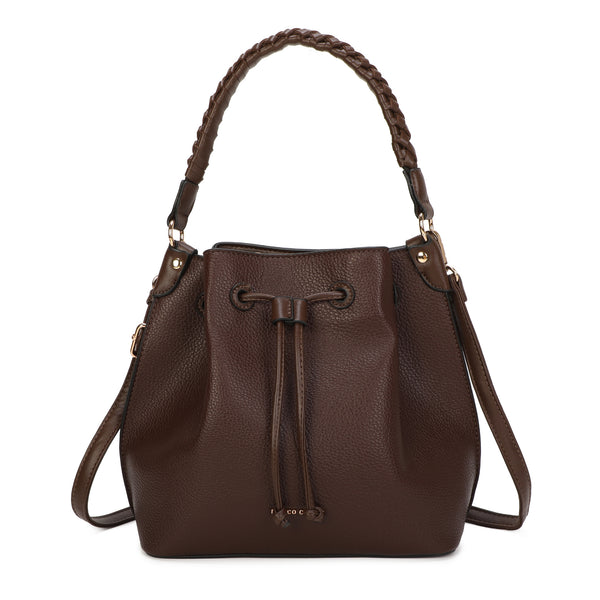 Borsa stile secchiello a coulisse con manico intrecciato Enrico Coveri EC5086