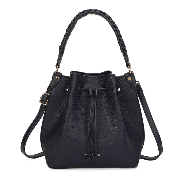 Borsa stile secchiello a coulisse con manico intrecciato Enrico Coveri EC5086