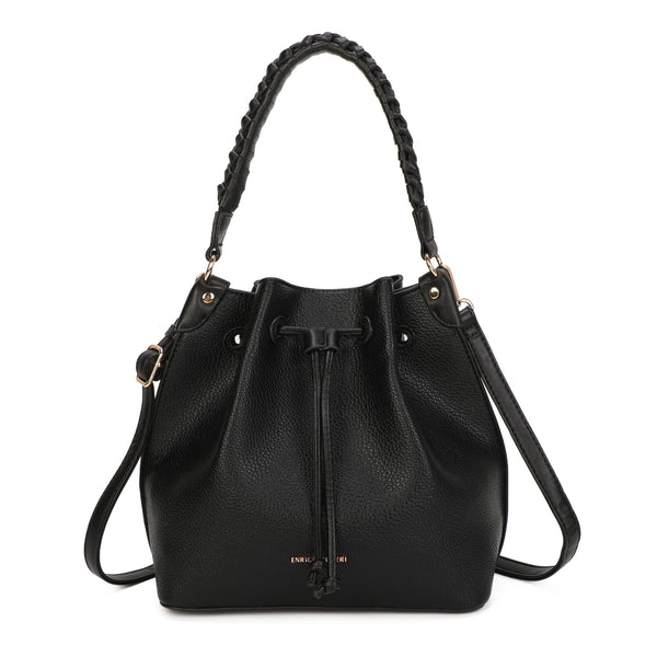Borsa stile secchiello a coulisse con manico intrecciato Enrico Coveri EC5086