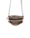 Borsetta pochette in ecopelle con catena a tracolla e fiore ECG609