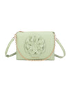 Borsetta pochette in ecopelle con catena a tracolla e fiore ECG609