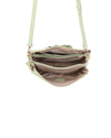 Borsetta pochette in ecopelle con catena a tracolla e fiore ECG609