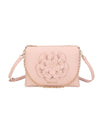 Borsetta pochette in ecopelle con catena a tracolla e fiore ECG609