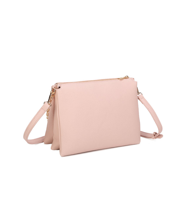 Borsetta pochette in ecopelle con catena a tracolla e fiore ECG609