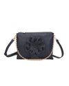 Borsetta pochette in ecopelle con catena a tracolla e fiore ECG609
