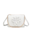 Borsetta pochette in ecopelle con catena a tracolla e fiore ECG609