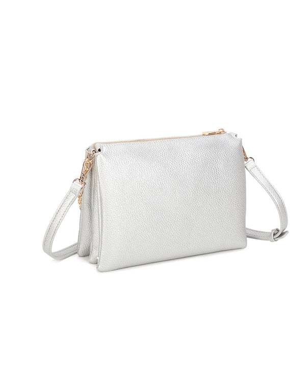 Borsetta pochette in ecopelle con catena a tracolla e fiore ECG609