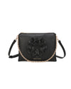 Borsetta pochette in ecopelle con catena a tracolla e fiore ECG609