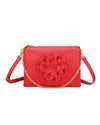 Borsetta pochette in ecopelle con catena a tracolla e fiore ECG609