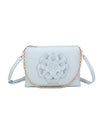 Borsetta pochette in ecopelle con catena a tracolla e fiore ECG609